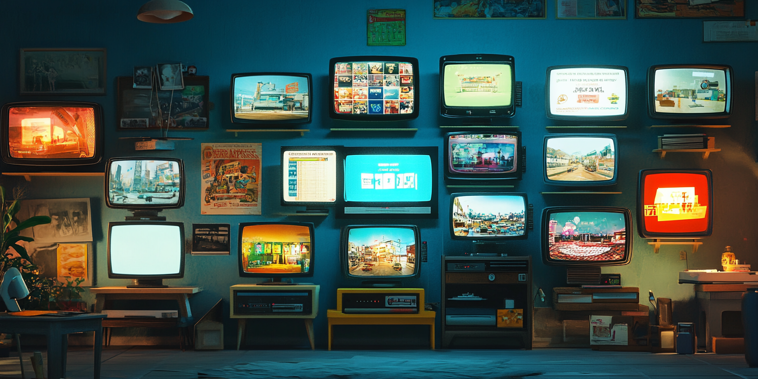Marketing Is More Than Ads An array of ads being displayed on a wall of screens